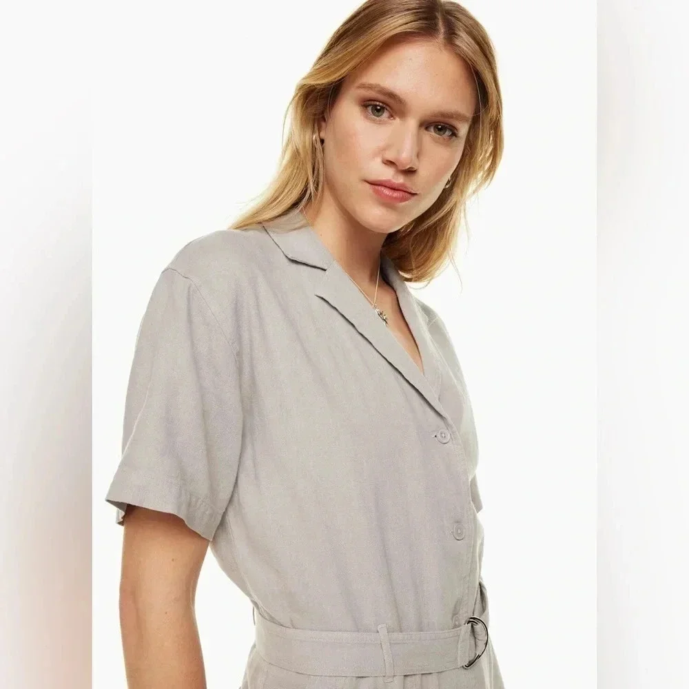 NWT Wilfred Mist Linen Jumpsuit Size Large Gd Ashen